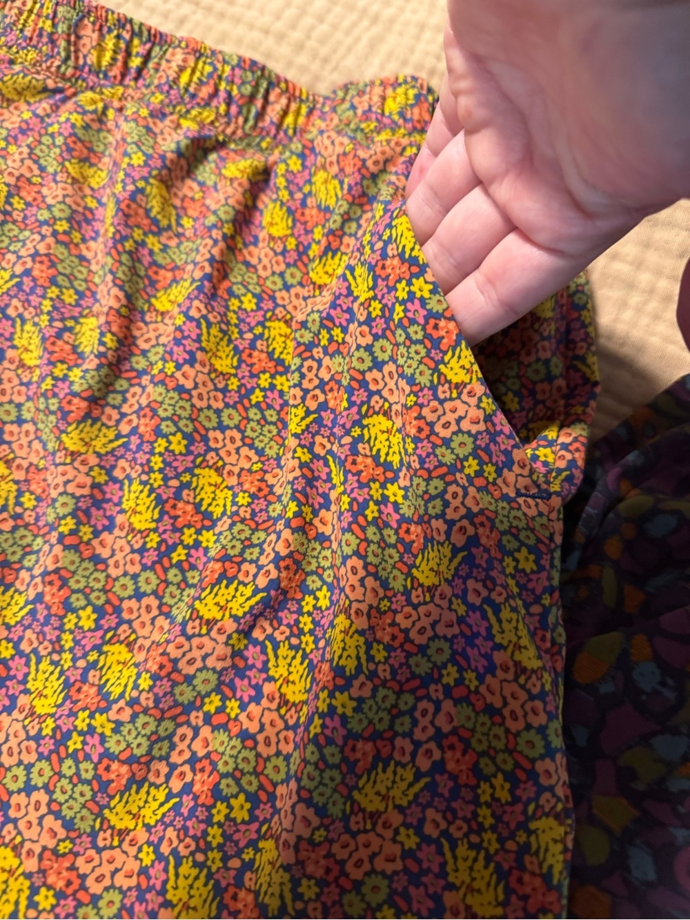 Toad&Co Floral Elastic Waist Skort Set in Yellow and Purple Accents - Picture 2 of 9
